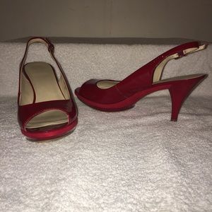 Nine West Red Leather 3” heels